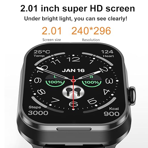 Smart Watch with Earbuds, 2.01" HD Screen 2 in 1 Smartwatch with Bluetooth Earbuds, 100+ Sport Fitness Tracker, NFC, Pedometer, Sleep/Heart Rate/Blood Pressure Monitor Compatible with iOS & Androd