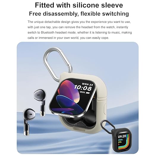 Smart Watch with Earbuds, 2.01" HD Screen 2 in 1 Smartwatch with Bluetooth Earbuds, 100+ Sport Fitness Tracker, NFC, Pedometer, Sleep/Heart Rate/Blood Pressure Monitor Compatible with iOS & Androd