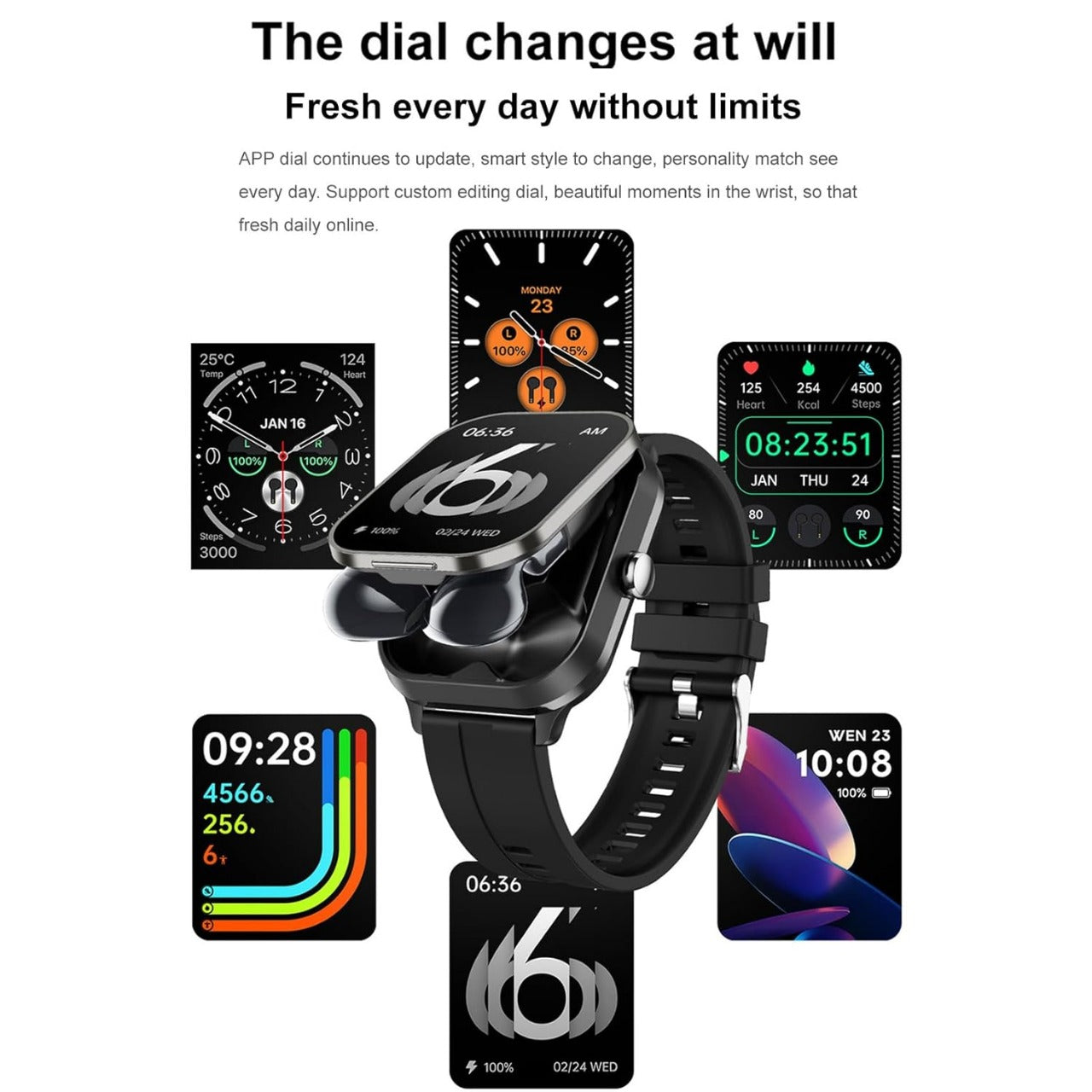 Smart Watch with Earbuds, 2.01" HD Screen 2 in 1 Smartwatch with Bluetooth Earbuds, 100+ Sport Fitness Tracker, NFC, Pedometer, Sleep/Heart Rate/Blood Pressure Monitor Compatible with iOS & Androd