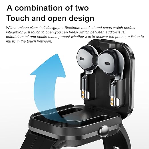 Smart Watch with Earbuds, 2.01" HD Screen 2 in 1 Smartwatch with Bluetooth Earbuds, 100+ Sport Fitness Tracker, NFC, Pedometer, Sleep/Heart Rate/Blood Pressure Monitor Compatible with iOS & Androd